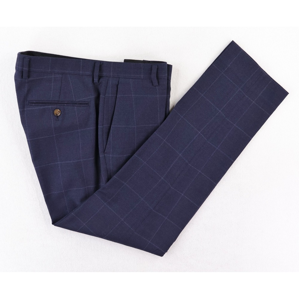 J. Crew Thompson Suit Size 36S Navy Blue Windowpane Check Wool Blend Preppy - Picture 10 of 15